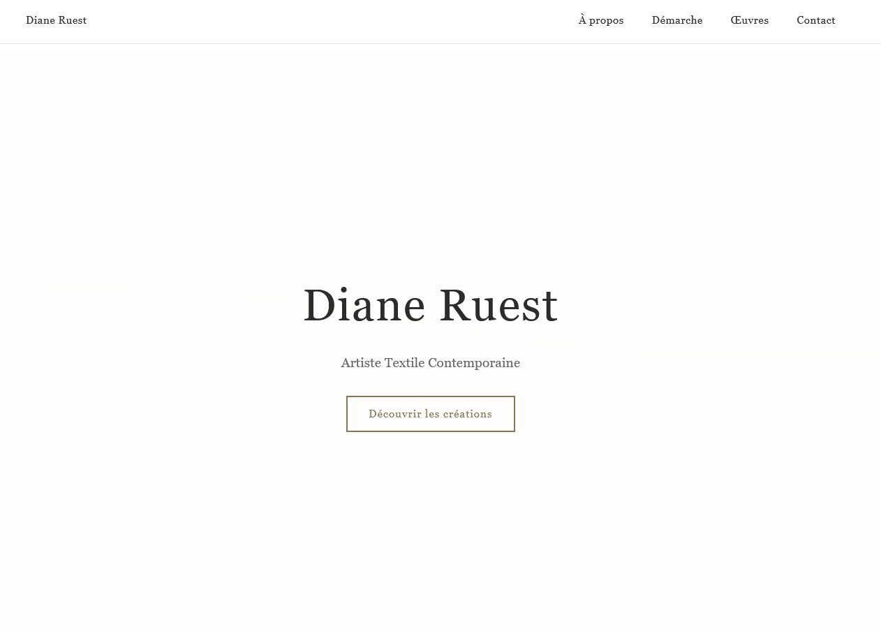 Capture d'écran du portfolio de Diane Ruest - Artiste textile présentant ses créations